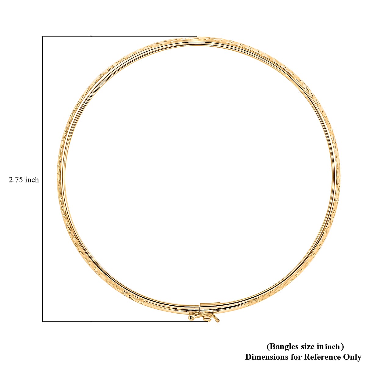 14K Yellow Gold Over Sterling Silver 6mm Width Diamond-Cut Bangle Bracelet (8.00 In) 4.30 Grams image number 4