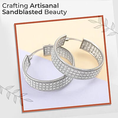 Sandblast Inside Out Hoop Earrings For Women, Sterling Silver Hoop Earrings, Gifts For Her