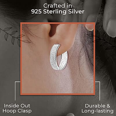 Sandblast Inside Out Hoop Earrings For Women, Sterling Silver Hoop Earrings, Gifts For Her