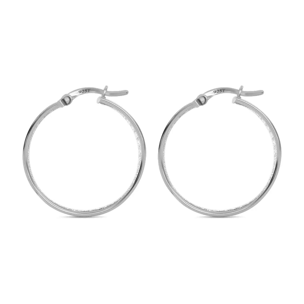 Sterling Silver Sandblast In-out Hoop Earrings 3.75 Grams image number 3