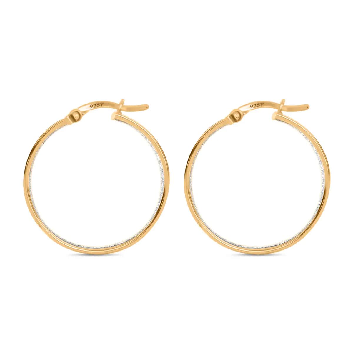 Sandblast Inside Out Hoop Earrings For Women, 14K Yellow Gold Plated Sterling Silver Hoop Earrings, Gifts For Her image number 3