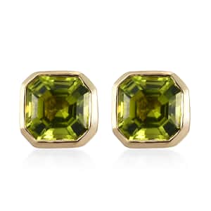 Luxoro 10K Yellow Gold Premium Arizona Peridot Solitaire Stud Earrings 1.35 ctw