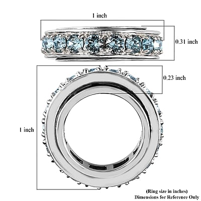 Karis Aquamarine Color Crystal Spinner Band Ring in Platinum Bond (Size 5.0)