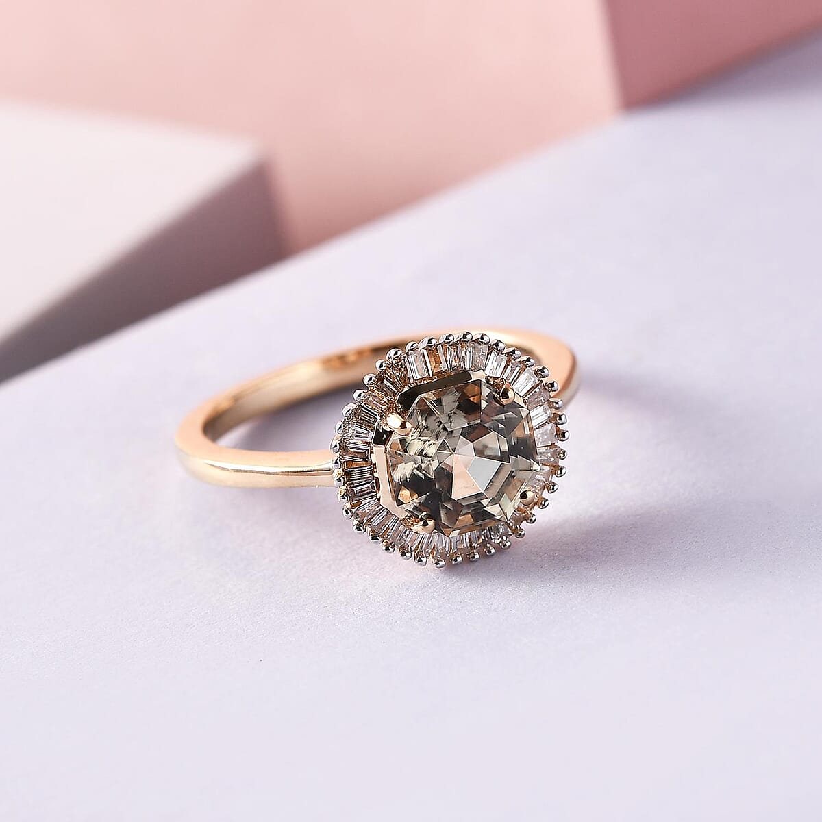 ILIANA 18K Yellow Gold AAA Turkizite and G-H SI Diamond Halo Ring 3.35 Grams 1.90 ctw image number 1