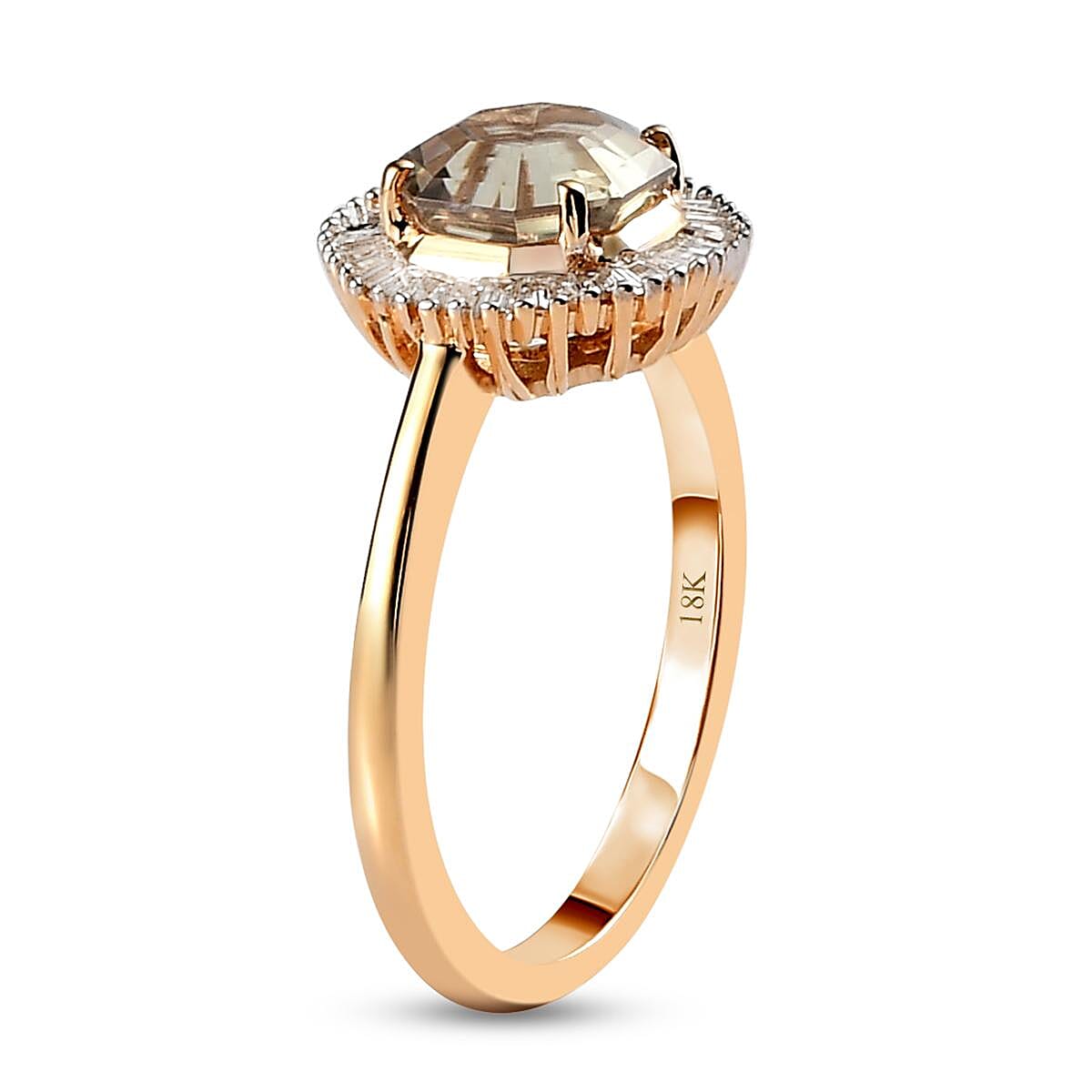 ILIANA 18K Yellow Gold AAA Turkizite and G-H SI Diamond Halo Ring 3.35 Grams 1.90 ctw image number 3