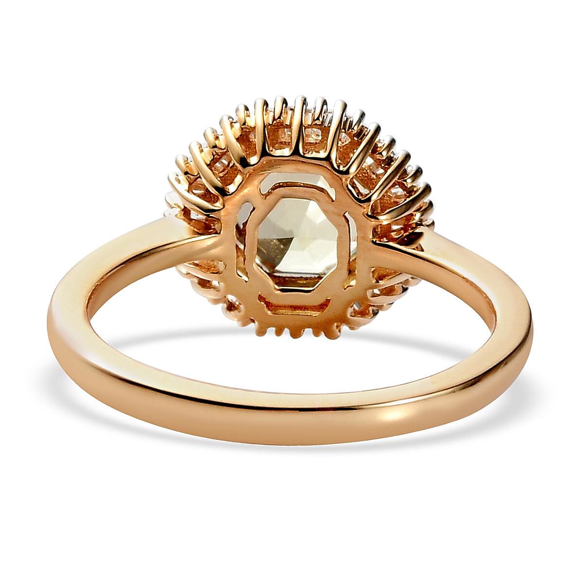 ILIANA 18K Yellow Gold AAA Turkizite and G-H SI Diamond Halo Ring 3.35 Grams 1.90 ctw image number 4