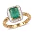 Mirage Collection 22K Yellow Gold AAA Kagem Zambian Emerald and G-H SI2 Diamond Halo Ring (Size 7.0) 2.70 Grams 1.85 ctw image number 0