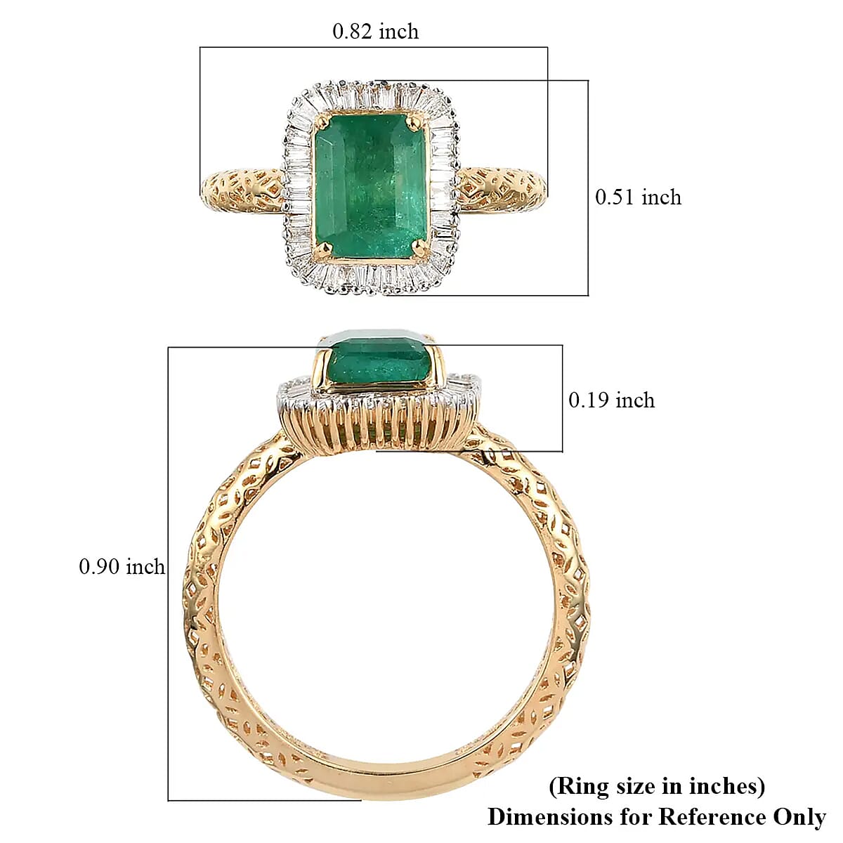 Mirage Collection 22K Yellow Gold AAA Kagem Zambian Emerald and G-H SI2 Diamond Halo Ring (Size 7.0) 2.70 Grams 1.85 ctw image number 6
