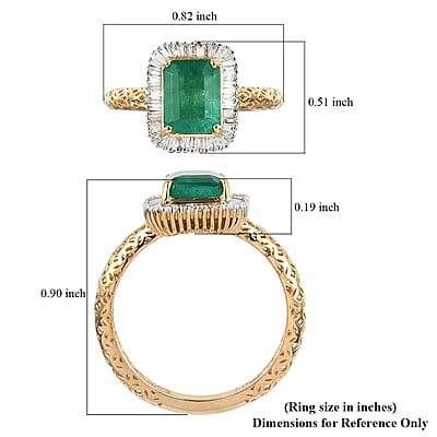 Mirage Collection 22K Yellow Gold AAA Kagem Zambian Emerald and G-H SI2 Diamond Halo Ring (Size 7.0) 2.70 Grams 1.85 ctw