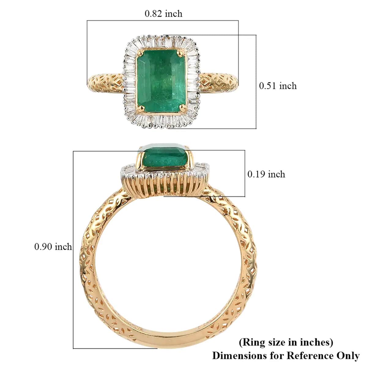 Mirage Collection 22K Yellow Gold AAA Kagem Zambian Emerald and G-H SI2 Diamond Halo Ring (Size 8.0) 2.70 Grams 1.85 ctw image number 6