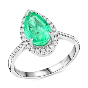 Certified Rhapsody 950 Platinum AAAA Boyaca Colombian Emerald and E-F VS Diamond Ring (Size 7.0) 5.20 Grams 1.80 ctw