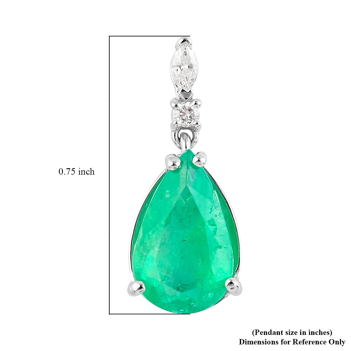 Certified and Appraised Rhapsody AAAA Boyaca Colombian Emerald and E-F VS Diamond 2.20 ctw Pendant in 950 Platinum image number 3