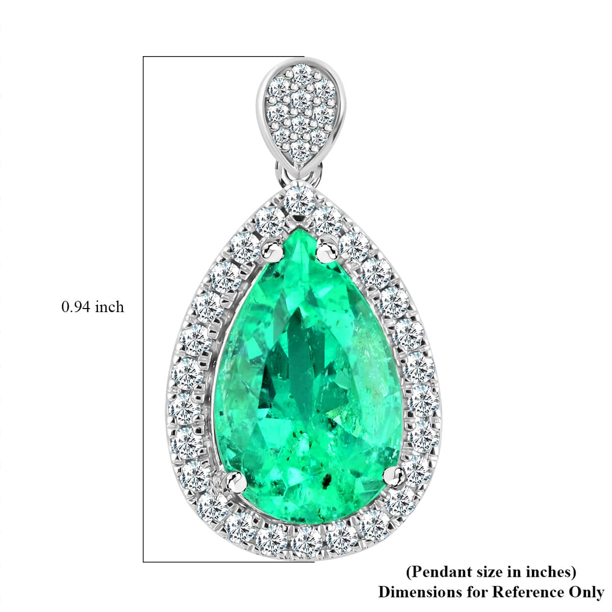 Certified Rhapsody 950 Platinum AAAA Boyaca Colombian Emerald and E-F VS Diamond Pendant 4.80 Grams 4.60 ctw image number 4