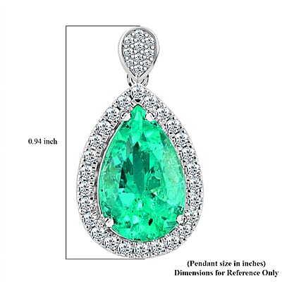 Certified Rhapsody 950 Platinum AAAA Boyaca Colombian Emerald and E-F VS Diamond Pendant 4.80 Grams 4.60 ctw