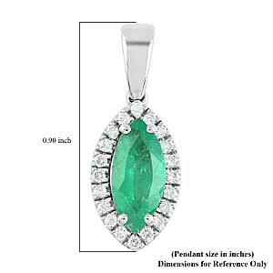Certified & Appraised Rhapsody 950 Platinum AAAA Boyaca Colombian Emerald and E-F VS Diamond Halo Pendant 1.20 ctw