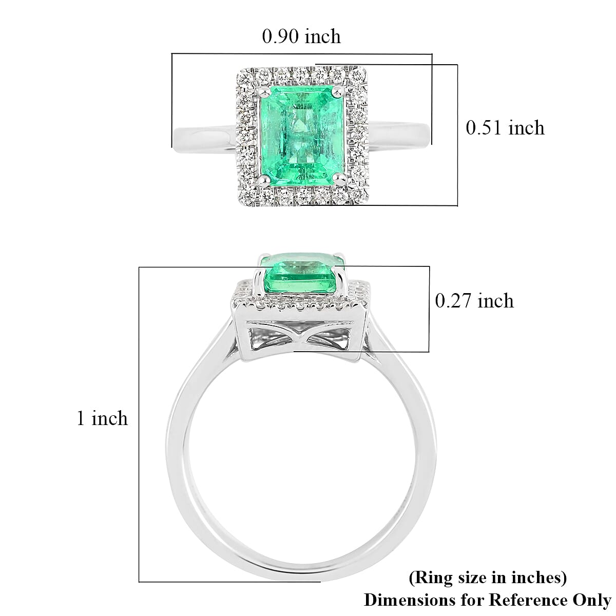 Certified Rhapsody 950 Platinum AAAA Boyaca Colombian Emerald and E-F VS Diamond Halo Ring (Size 8.0) 6 Grams 1.50 ctw image number 5