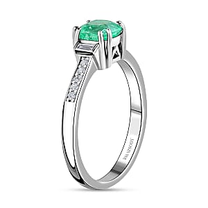Certified & Appraised Rhapsody AAAA Boyaca Colombian Emerald and E-F VS Diamond 2.10 ctw Ring in 950 Platinum (Size 6.0) 5.15 Grams