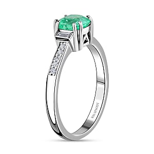Rhapsody AAAA Boyaca Colombian Emerald and E-F VS Diamond 2.10 ctw Ring in 950 Platinum (Size 7.0) 5.15 Grams