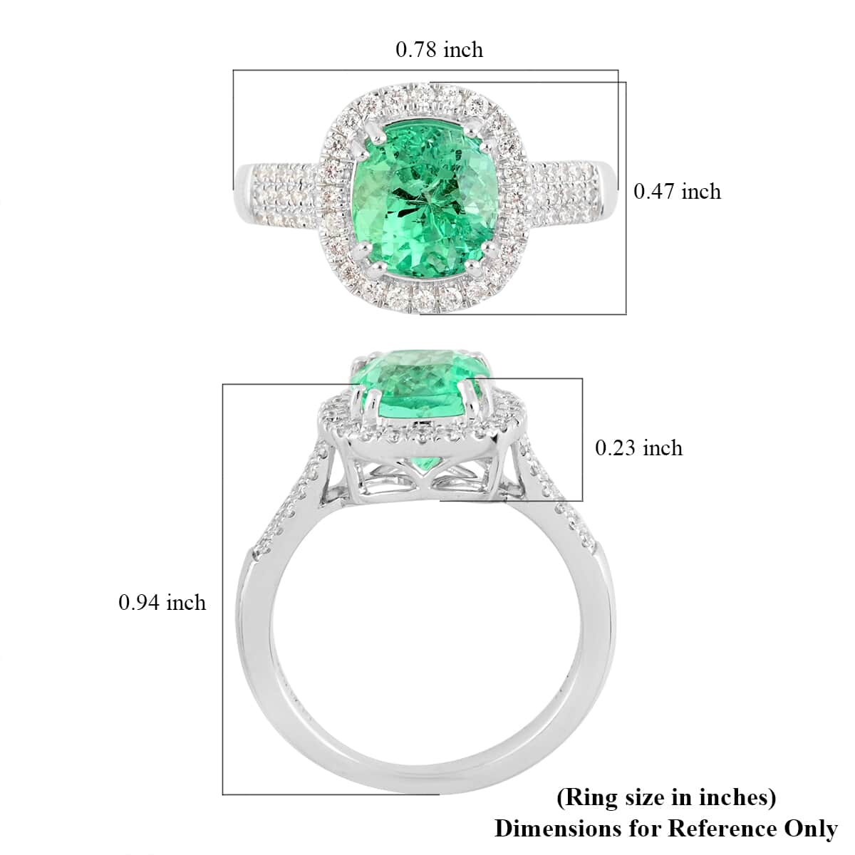 Certified and Appraised RHAPSODY 950 Platinum AAAA Boyaca Colombian Emerald and E-F VS Diamond Halo Ring (Size 6.0) 6.90 Grams 2.60 ctw image number 5