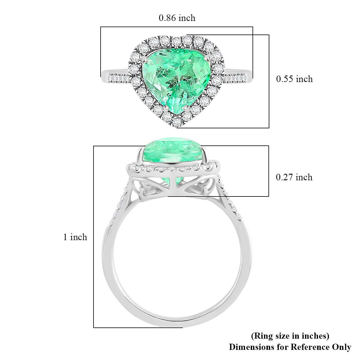 Certified & Appraised Rhapsody 950 Platinum AAAA Boyaca Colombian Emerald and E-F VS Diamond Heart Halo Ring (Size 8.0) 4.30 Grams 2.25 ctw image number 5