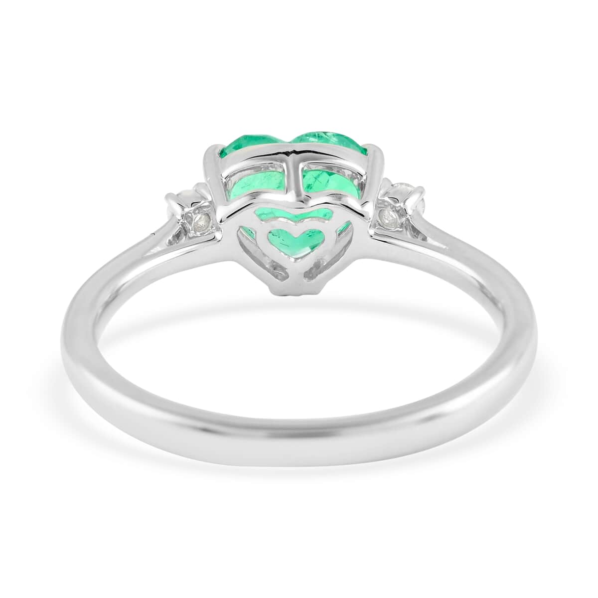 Certified & Appraised RHAPSODY 950 Platinum AAAA Boyaca Colombian Emerald and E-F VS Diamond Ring (Size 8.0) 3.75 Grams 1.05 ctw image number 4