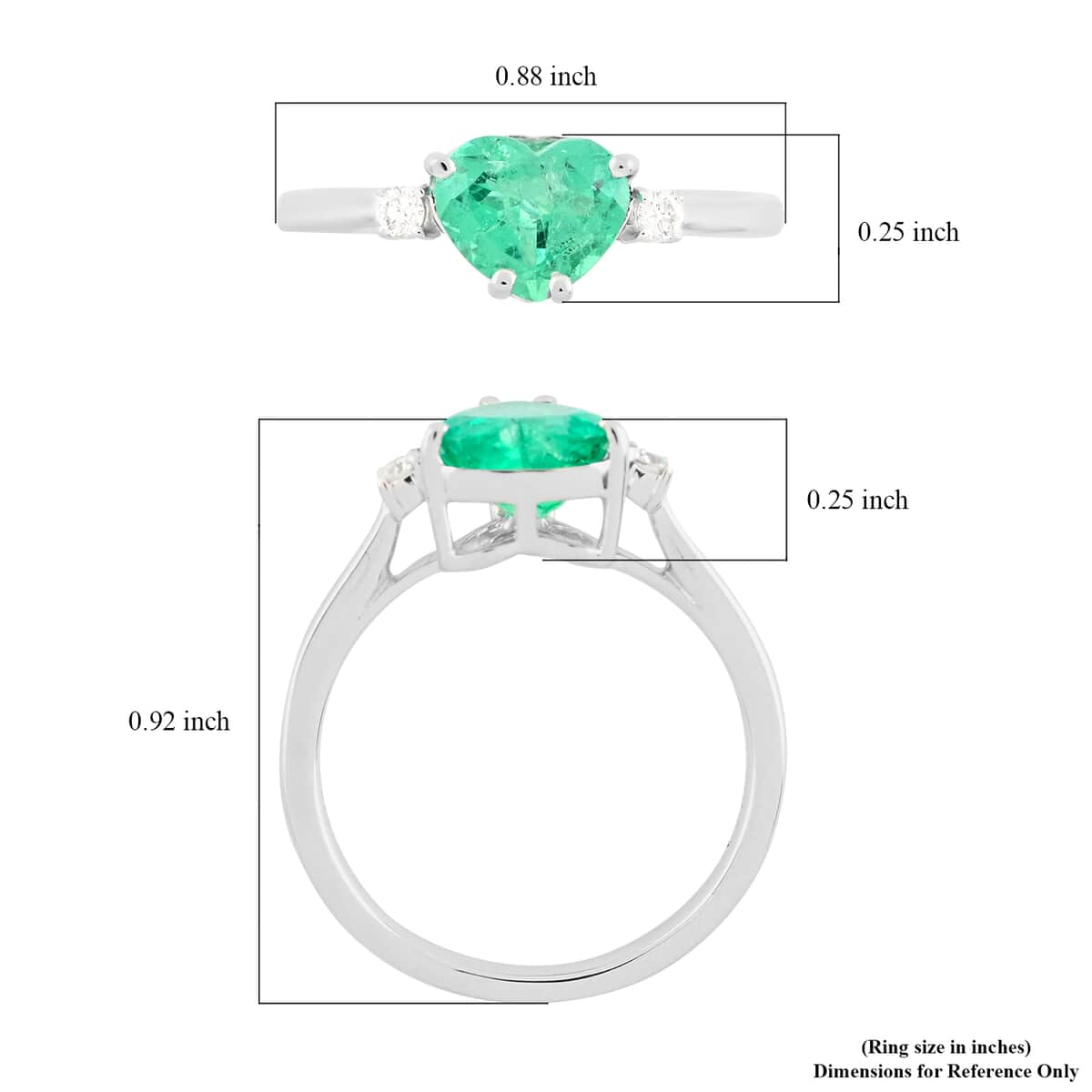 Certified & Appraised RHAPSODY 950 Platinum AAAA Boyaca Colombian Emerald and E-F VS Diamond Ring (Size 8.0) 3.75 Grams 1.05 ctw image number 5
