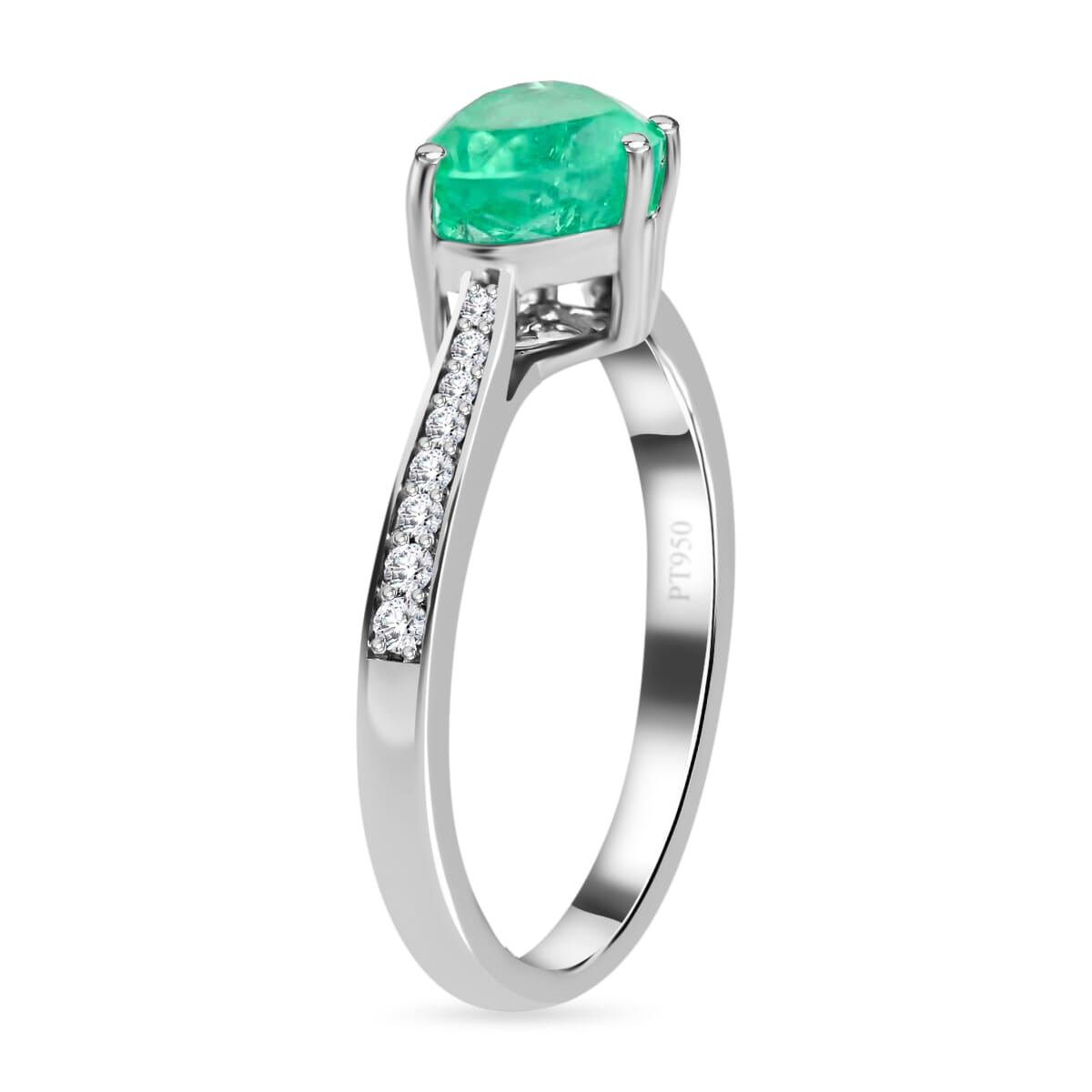 Certified & Appraised Rhapsody 950 Platinum AAAA Boyaca Colombian Emerald and E-F VS Diamond Ring (Size 8.0) 1.50 ctw image number 3