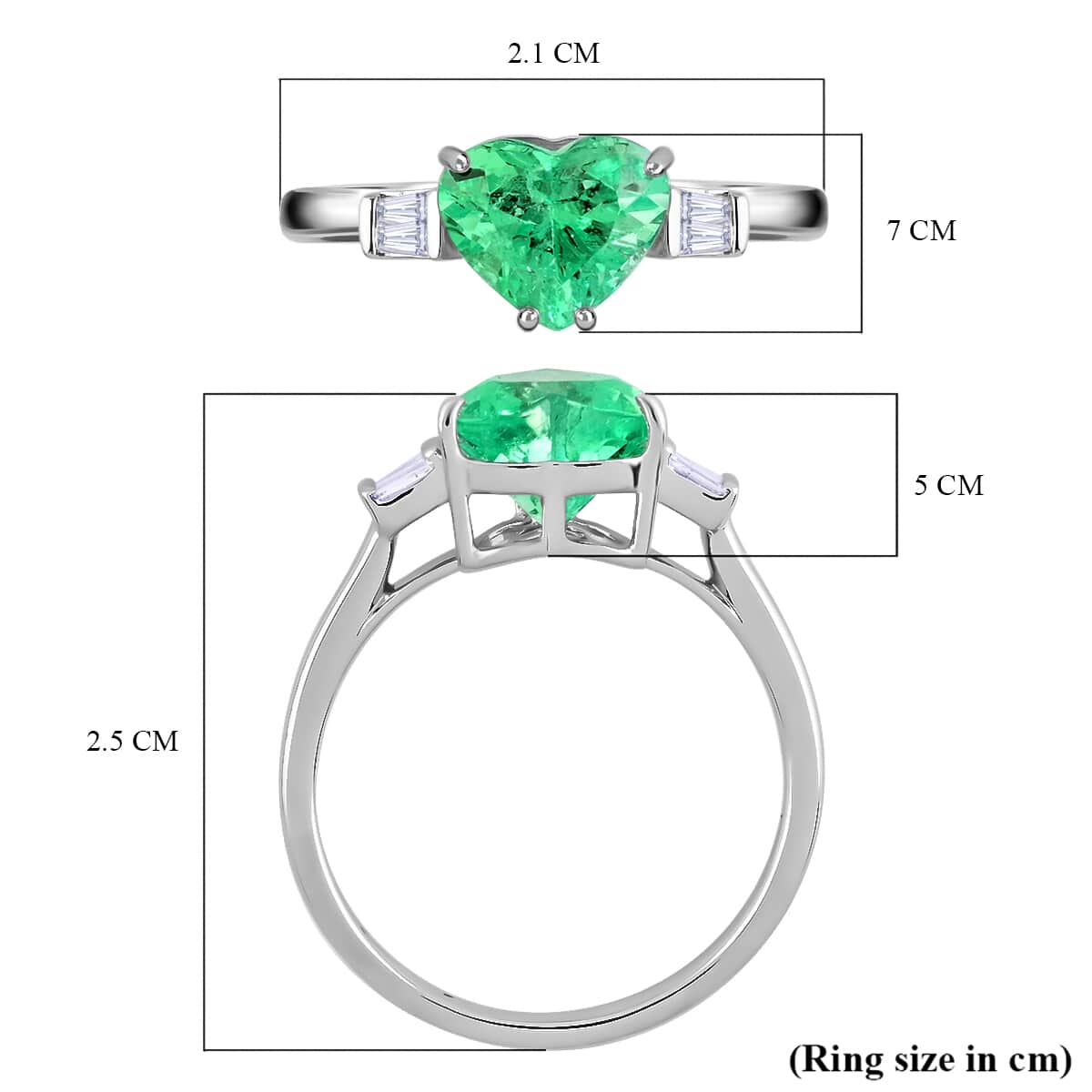 Certified RHAPSODY 950 Platinum AAAA Boyaca Colombian Emerald and E-F VS Diamond Ring 3.95 Grams 1.80 ctw image number 6