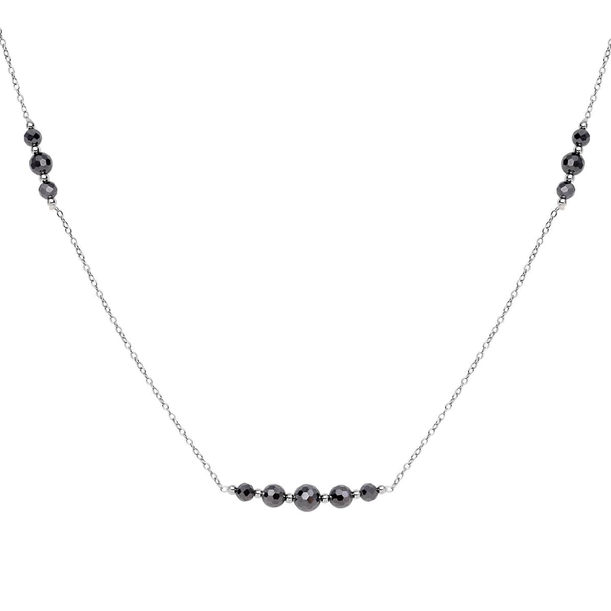 Black Moissanite Necklace in Sterling Silver, Bead Necklace For Women, Birthday Gifts For Her (20-22 Inches) 9.15 ctw image number 0