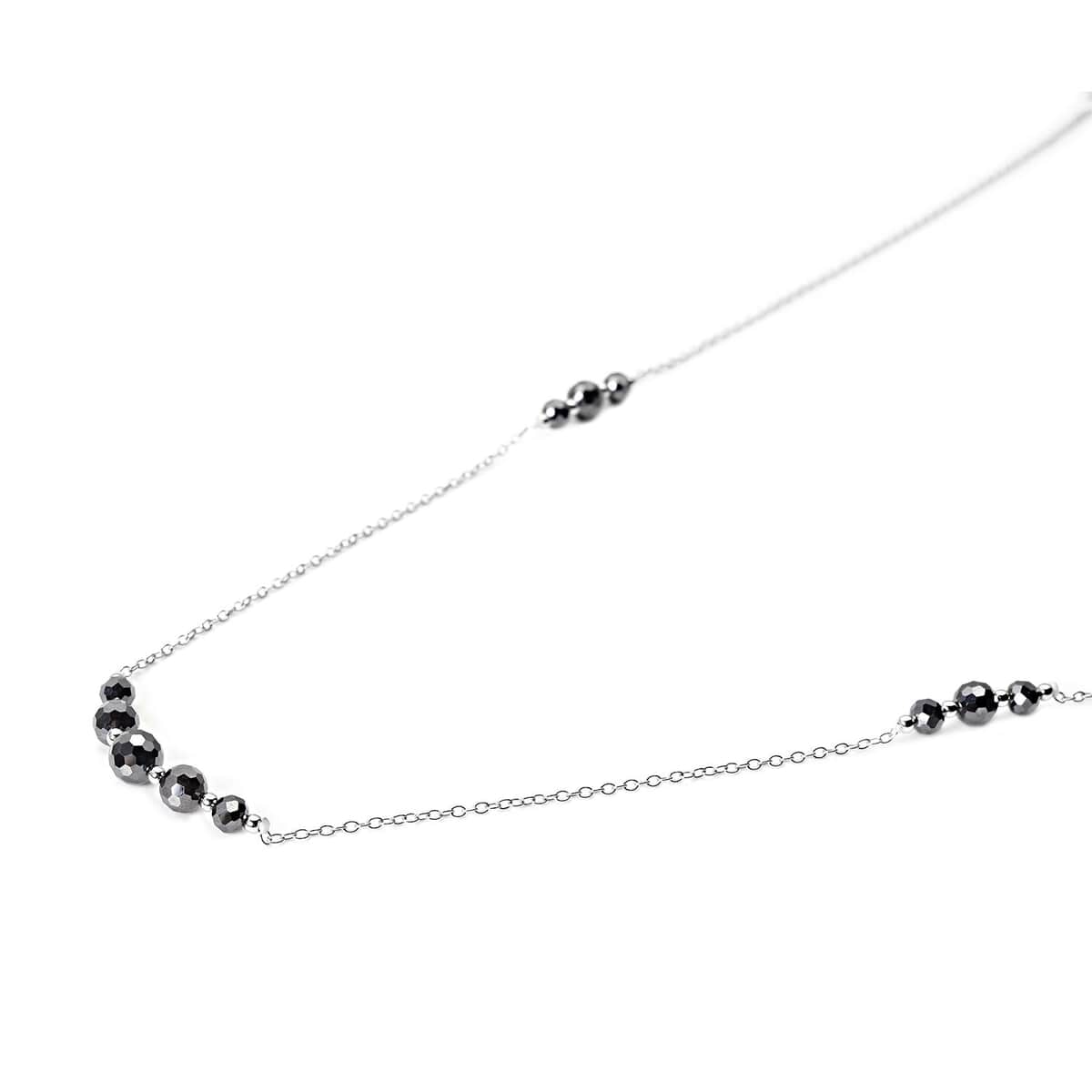 Black Moissanite Necklace in Sterling Silver, Bead Necklace For Women, Birthday Gifts For Her (20-22 Inches) 9.15 ctw image number 2