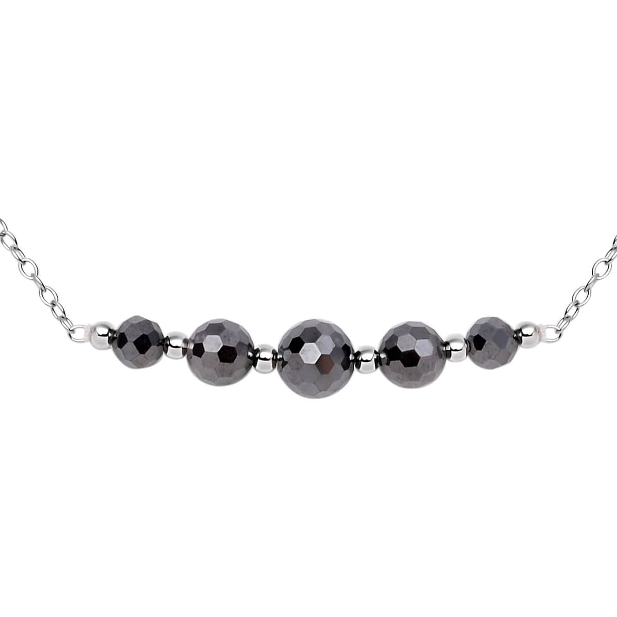 Black Moissanite Necklace in Sterling Silver, Bead Necklace For Women, Birthday Gifts For Her (20-22 Inches) 9.15 ctw image number 3