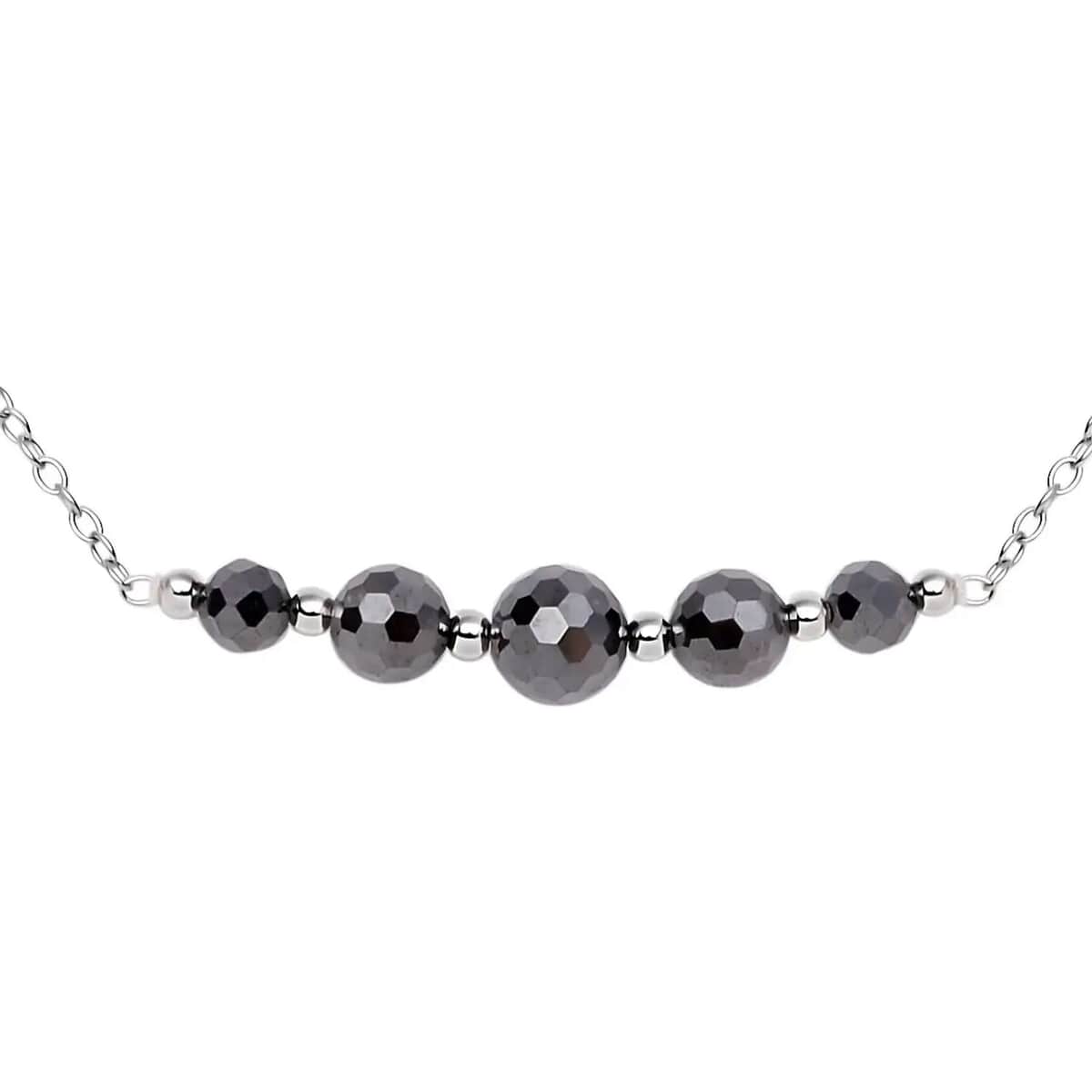 Black Moissanite Necklace in Sterling Silver, Bead Necklace For Women, Birthday Gifts For Her (20-22 Inches) 9.15 ctw image number 5