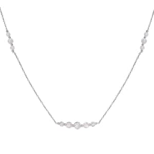 Moissanite Beaded Necklace 20-22 Inches in Rhodium Over Sterling Silver 9.35 ctw