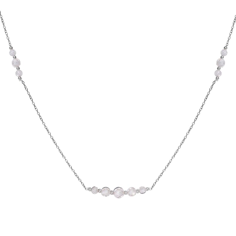 Moissanite Beaded Necklace 20-22 Inches in Rhodium Over Sterling Silver 9.35 ctw