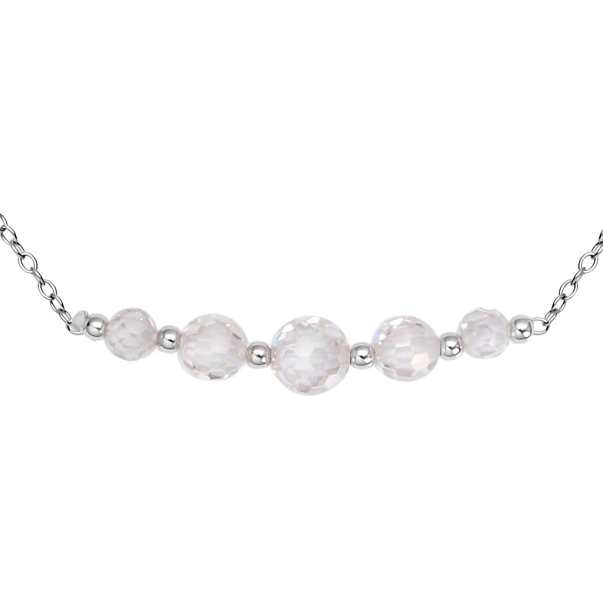 Moissanite Beaded Necklace 20-22 Inches in Rhodium Over Sterling Silver 9.35 ctw image number 2