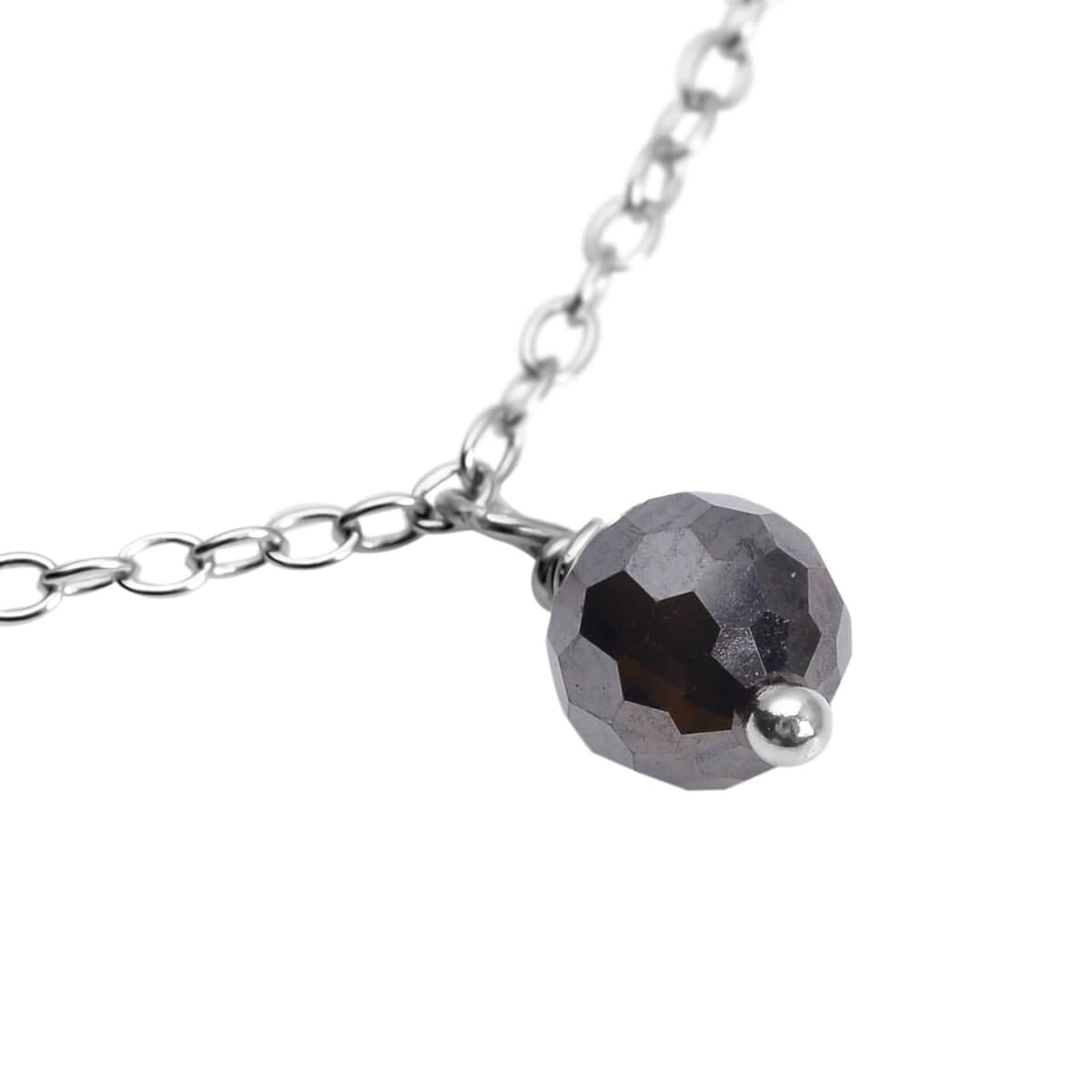 Black Moissanite Beaded Station Necklace in Rhodium Over Sterling Silver 20-22 Inches 7.65 ctw image number 3