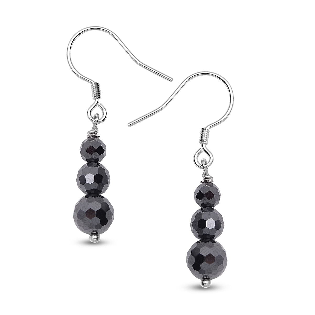 Black Moissanite Beaded Dangle Earrings in Rhodium Over Sterling Silver 3.35 ctw image number 0