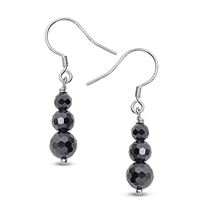 Black Moissanite Beaded Dangle Earrings in Rhodium Over Sterling Silver 3.35 ctw