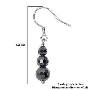 Black Moissanite Beaded Dangle Earrings in Rhodium Over Sterling Silver 3.35 ctw
