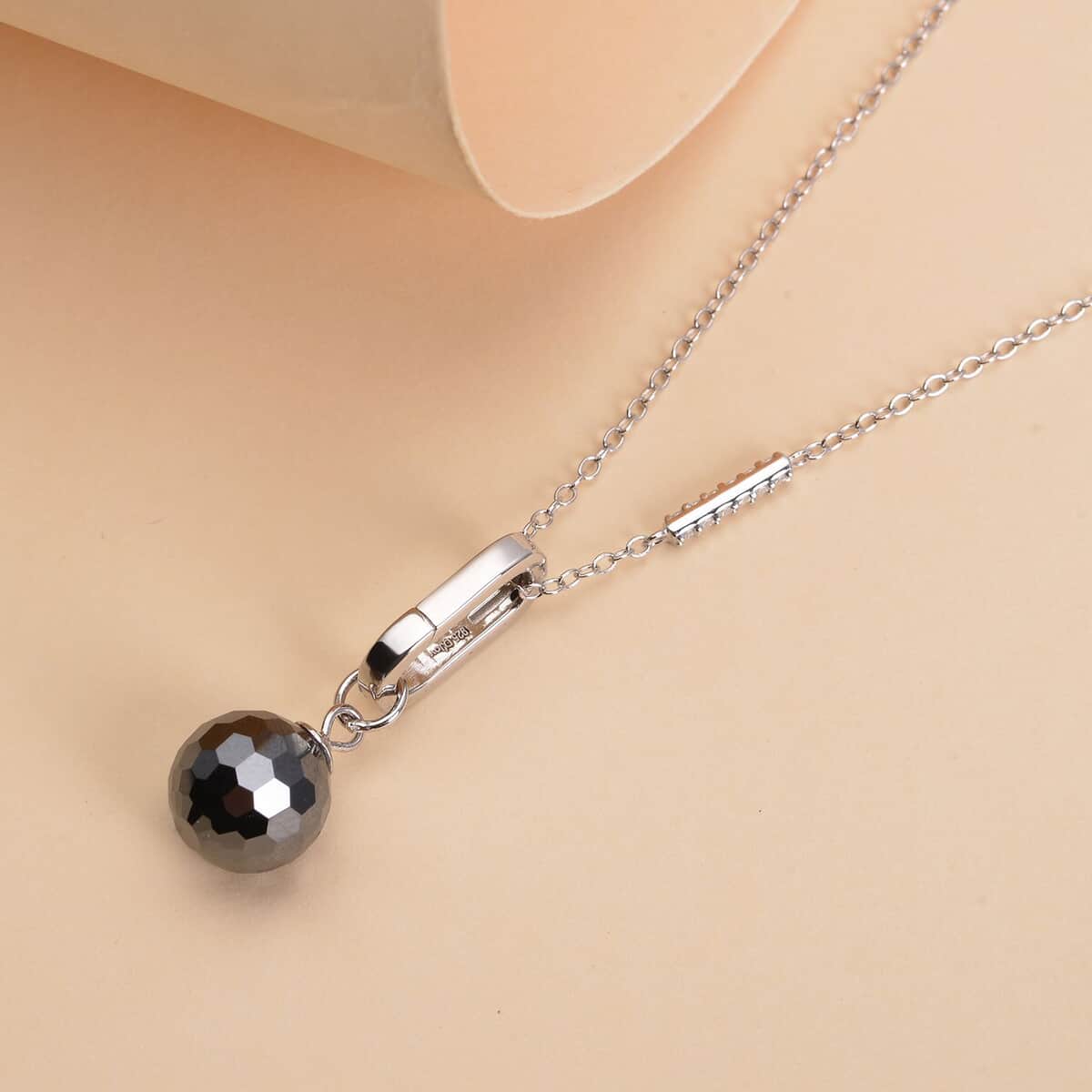 Black and White Moissanite Bead Drop Necklace 20-22 Inches in Rhodium Over Sterling Silver 8.60 ctw image number 1