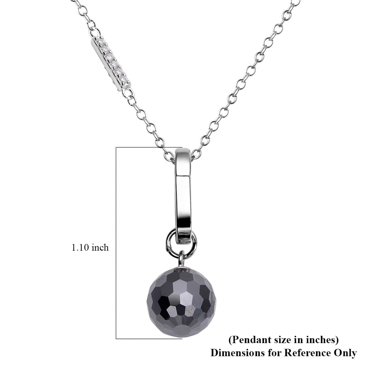 Black and White Moissanite Bead Drop Necklace 20-22 Inches in Rhodium Over Sterling Silver 8.60 ctw image number 5