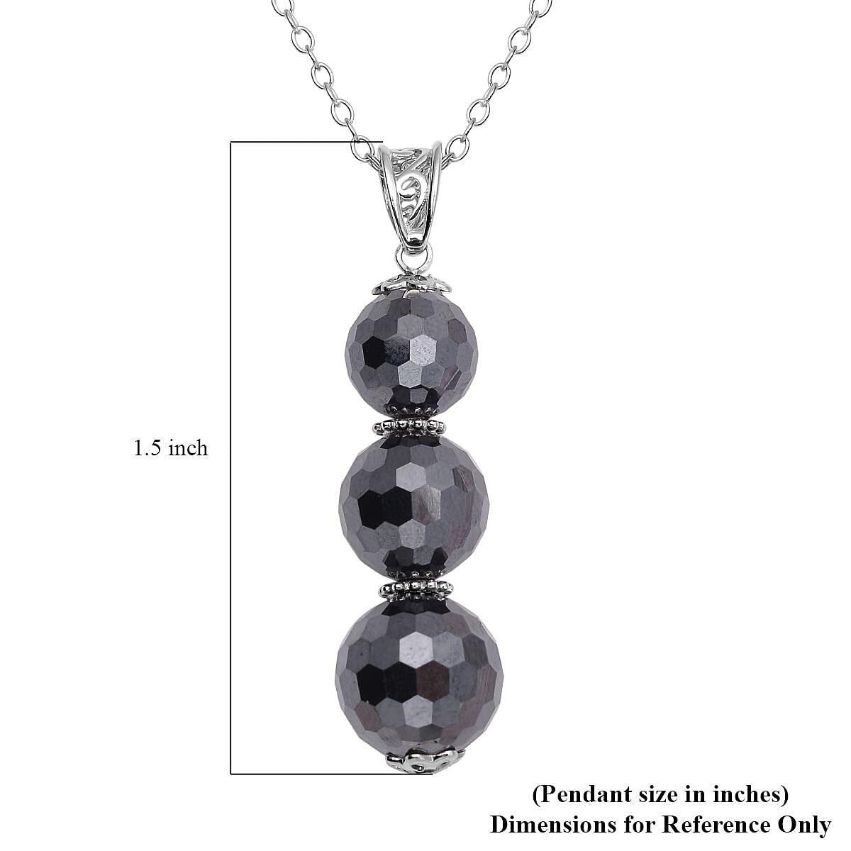 Black Moissanite Beaded Pendant Necklace 20-22 Inches in Rhodium Over Sterling Silver 18.70 ctw