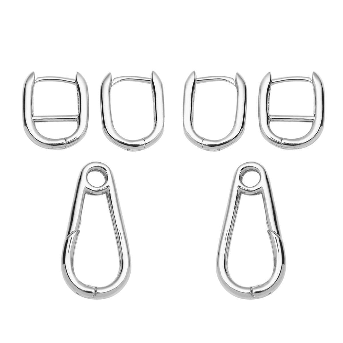 Rhodium Over Sterling Silver Horse Bit Design Enhancer Earrings 5.40 Grams image number 3