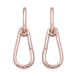 14K Rose Gold Over Sterling Silver Horse Bit Design Interchangeable Carabiner Link Charm Enhancer Hoop Earrings 5.25 Grams