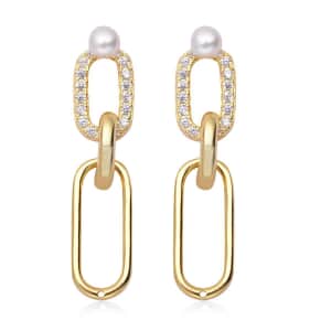 Mother’s Day Gift Cheryl Exclusive Pick Freshwater Pearl and Simulated Diamond Interchangeable Charm Hoop Earrings with Freshwater Pearl Studs in 14K Yellow Gold Over Sterling Silver