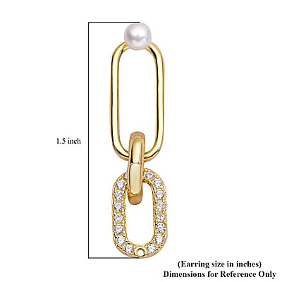 Cheryl Exclusive Pick Freshwater Pearl and Simulated Diamond Interchangeable Charm Hoop Earrings with Freshwater Pearl Studs in 14K Yellow Gold Over Sterling Silver