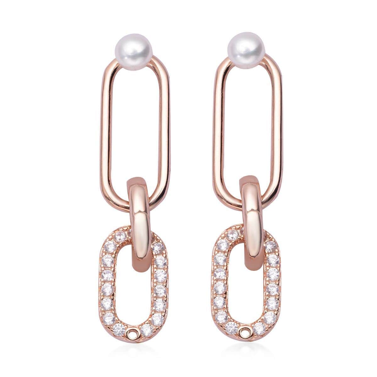 Mother’s Day Gift Cheryl Exclusive Pick Freshwater Pearl and Simulated Diamond Interchangeable Charm Hoop Earrings with Freshwater Pearl Studs in 14K Rose Gold Over Sterling Silver image number 0