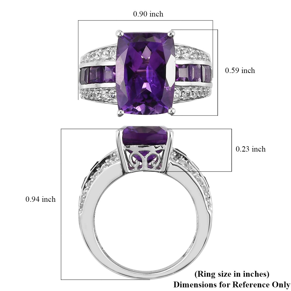Premium Moroccan Amethyst and Multi Gemstone Ring in Platinum Over Sterling Silver (Size 7.0) 8.60 ctw image number 5