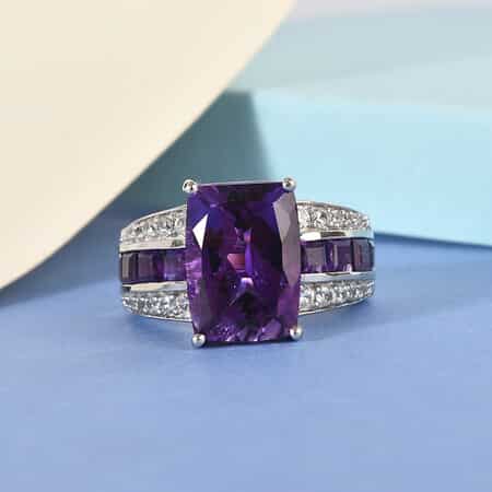 Premium Moroccan Amethyst and Multi Gemstone Ring in Platinum Over Sterling Silver (Size 9.0) 8.60 ctw image number 1