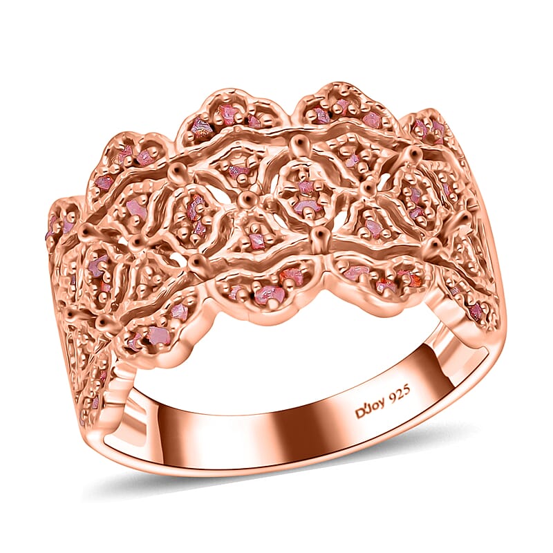 Uncut Natural Pink Diamond Ring, Pink Diamond Cocktail Ring, Vermeil Rose Gold Over Sterling Silver Ring, Engagement Ring For Her  0.25 ctw
